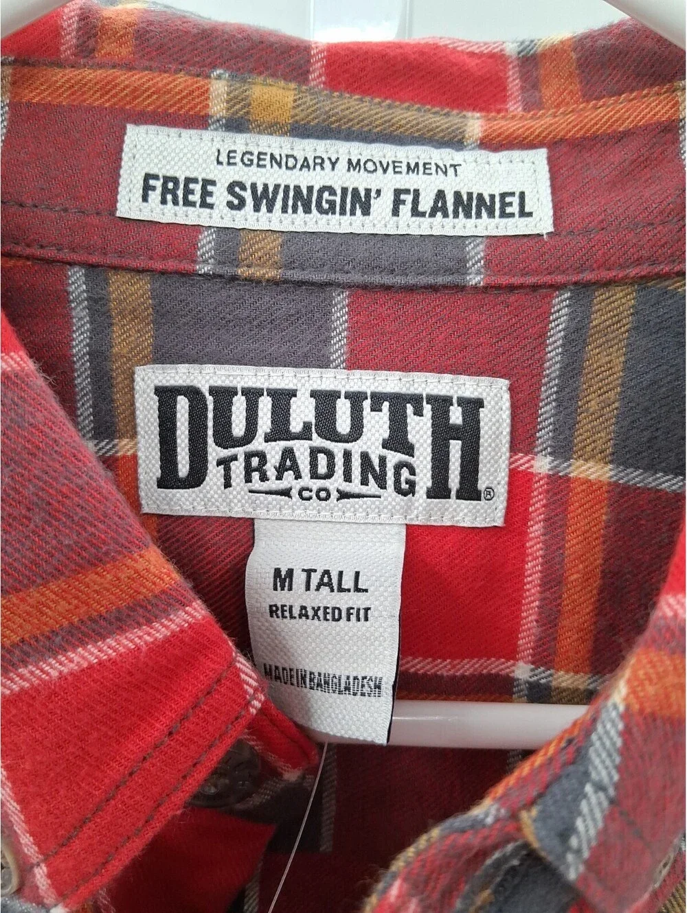 Duluth Flannel Shirt Men’s Medium Tall Red Free Swingin' Relaxed Fit Work Plaid
